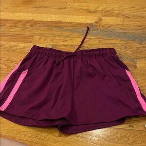 Women's Athletic Shorts in Burgundy with Pink Accents